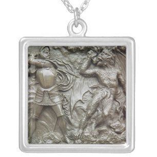 St. George Fighting the Dragon Silver Plated Necklace