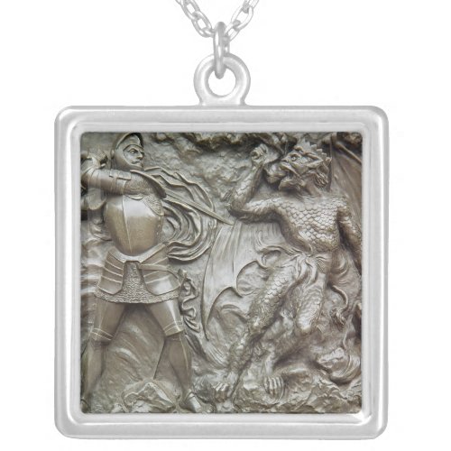 St George Fighting the Dragon Silver Plated Necklace