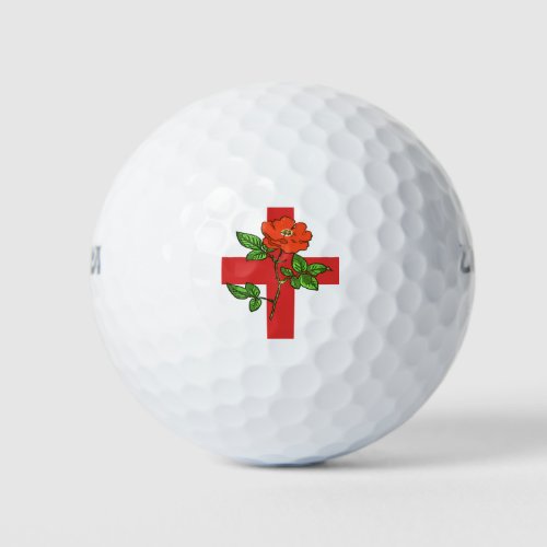 St George Flag and Tudor Rose England Fan Golf Balls