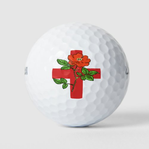 St George Flag and Tudor Rose England Fan Golf Balls