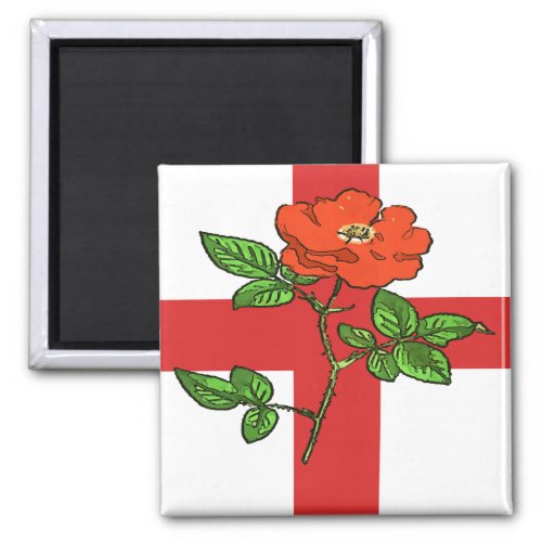 St George Flag and Tudor Rose England Fan Magnet