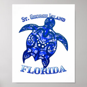 St. George Florida Vacation Tribal Turtle Poster