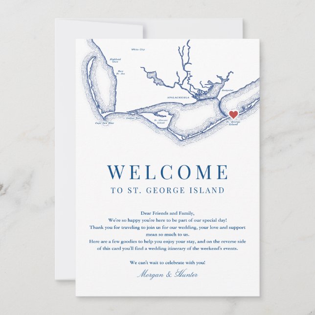 St. George Island FL Wedding Welcome Itinerary Thank You Card (Front)