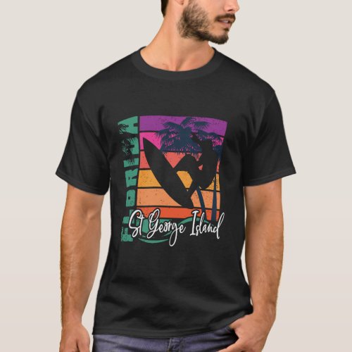 St George Island Florida Beach Retro Surfing Souve T_Shirt