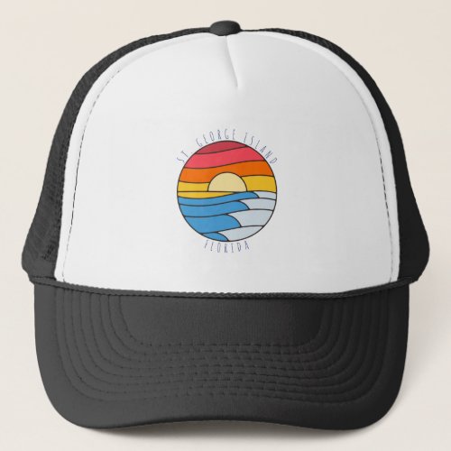 St George Island Florida Vintage Beach Sunset Trucker Hat