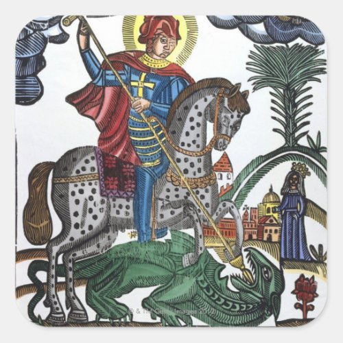 St George killing dragon Square Sticker