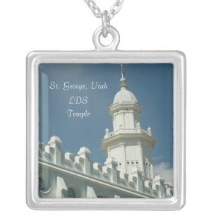 St. George LDS Temple Silver Plated Necklace