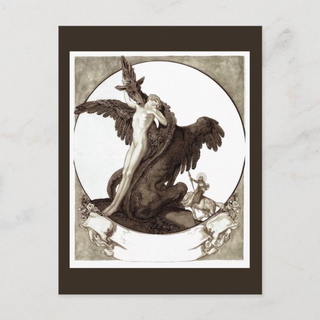 St. George Rescuing a Maiden from a Dragon Postcard (Front)