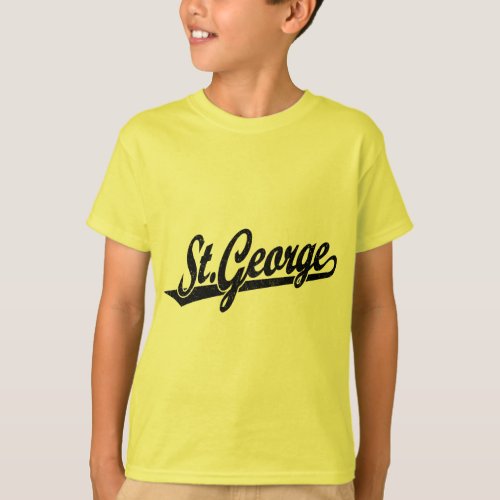 St George script logo in black distressed T_Shirt