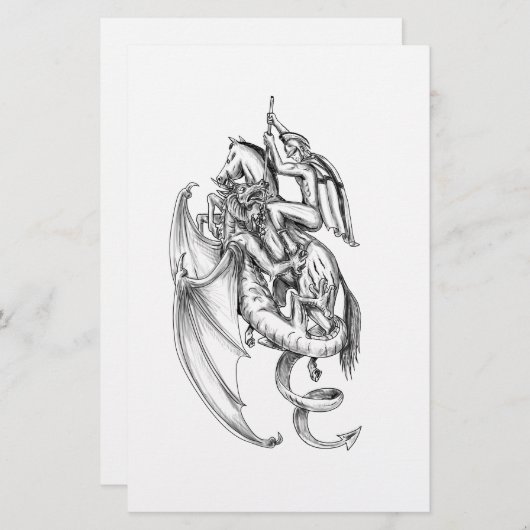 St George Slaying Dragon Tattoo (Front/Back)