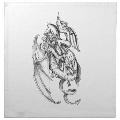 St George Slaying Dragon Tattoo Napkin