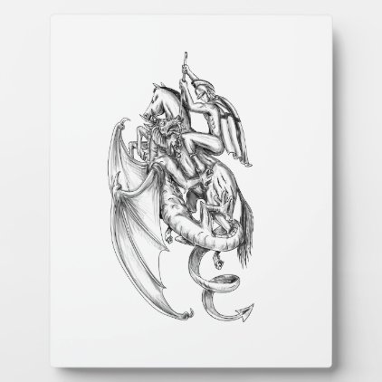 St George Slaying Dragon Tattoo Plaque