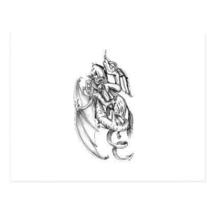 St George Slaying Dragon Tattoo Postcard