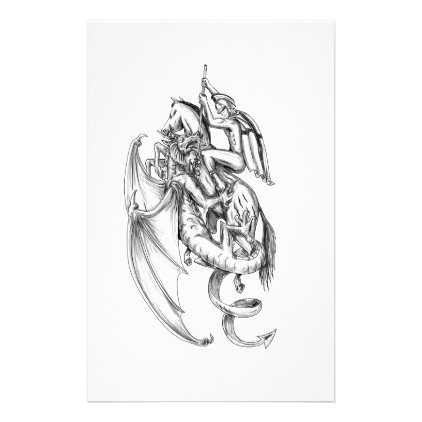 St George Slaying Dragon Tattoo Stationery