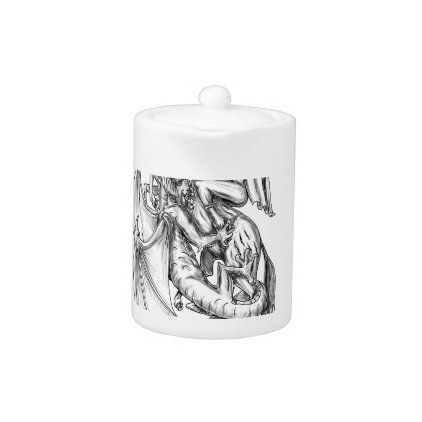 St George Slaying Dragon Tattoo Teapot