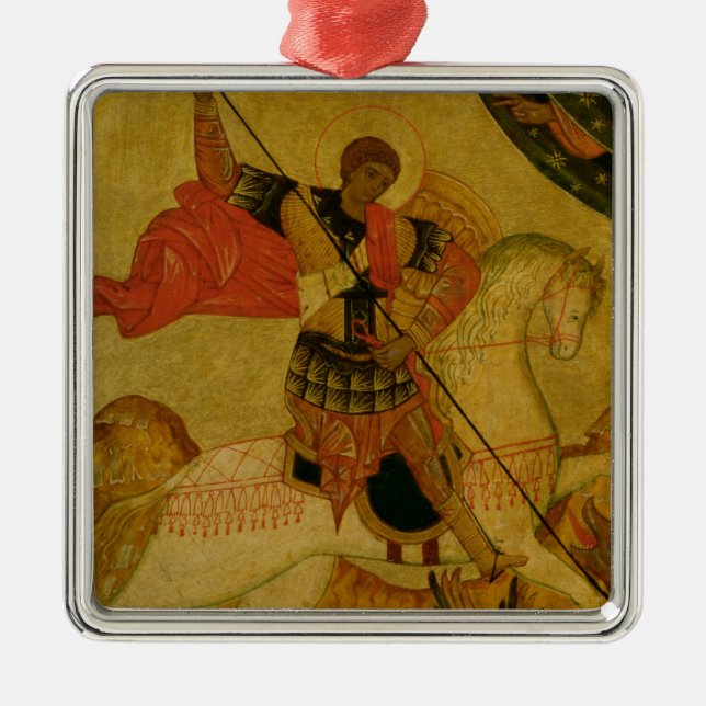 St. George slaying the Dragon Metal Ornament (Front)
