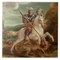 St. George slaying the dragon, (oil on panel)