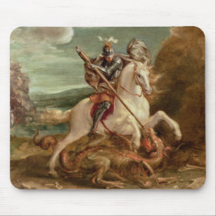 St. George slaying the dragon, (oil on panel) Mouse Pad