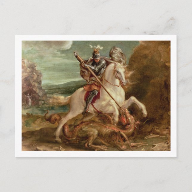 St. George slaying the dragon, (oil on panel) Postcard (Front)