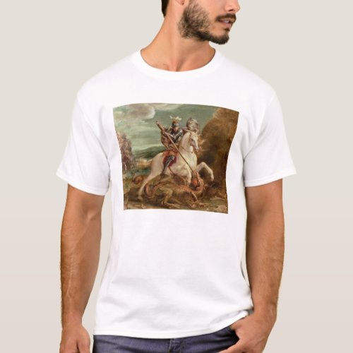 St George slaying the dragon oil on panel T_Shirt