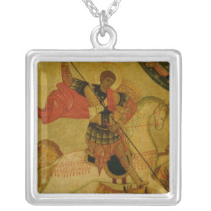 St. George slaying the Dragon Silver Plated Necklace