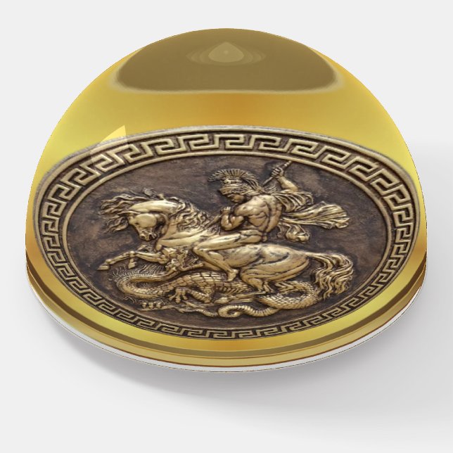 St. George the Dragon Slayer Paperweight (Angled)