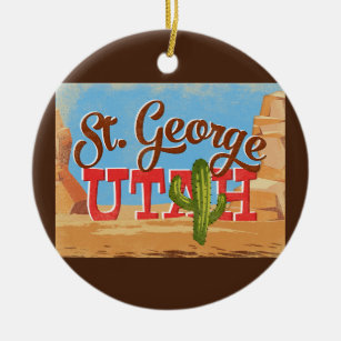 St George Utah Cartoon Desert Vintage Travel Ceramic Ornament