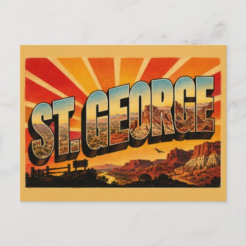St. George Utah Red Cliffs Desert Art Postcard