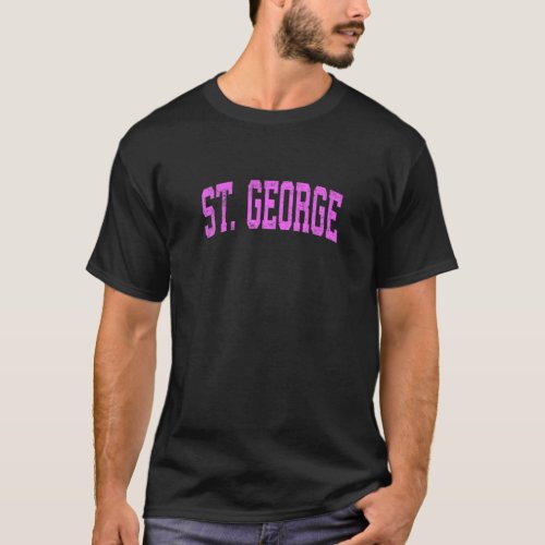 St George Utah UT Vintage Athletic Sports Pink De T_Shirt