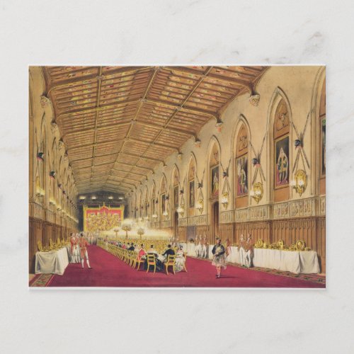 St Georges Hall Windsor Castle 1838 color lit Postcard