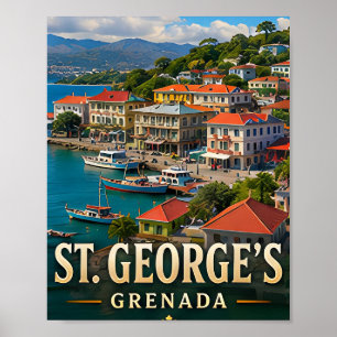 St. George's Harbor and Tropical Hills Poster