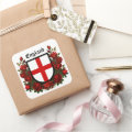 St. George's Shield Surrounded with Red Roses Square Sticker | Zazzle