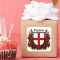 St. George's Shield Surrounded with Red Roses Square Sticker | Zazzle