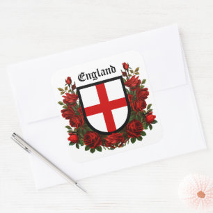 St. George's Shield Surrounded with Red Roses Square Sticker