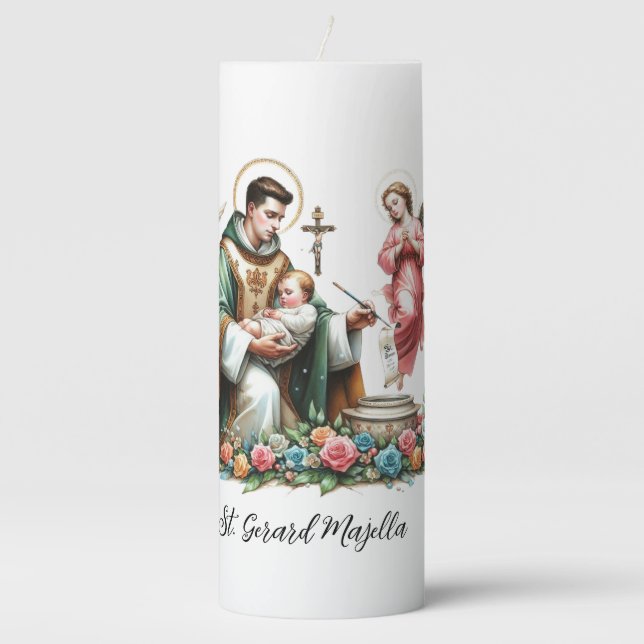 St. Gerard Majella – Patron Saint of TTC  Pillar Candle (Front)