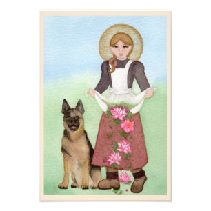 St. Germain Shepard Watercolor Folk Art Premium Photo Print