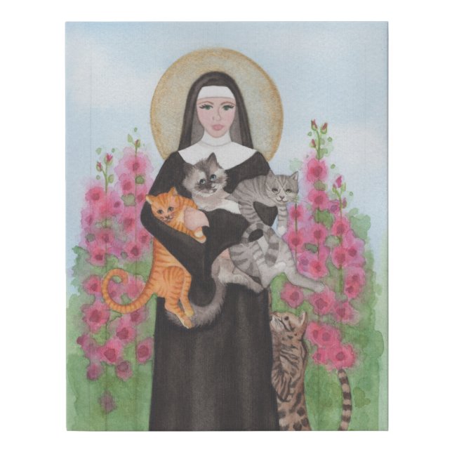 St. Gertrude Cat Lady Affordable Alternative Faux Canvas Print (Front)