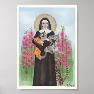 St. Gertrude Cat Lady Small Art Print Miranda