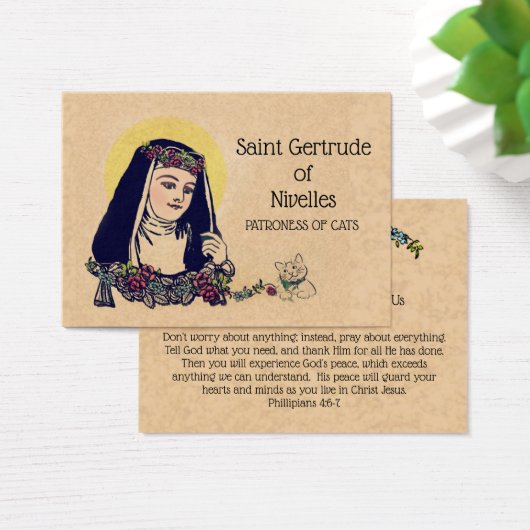 St. Gertrude of Nivelles Patron of Cats Holy Card (Desk)