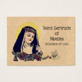 St. Gertrude of Nivelles Patron of Cats Holy Card (Front)