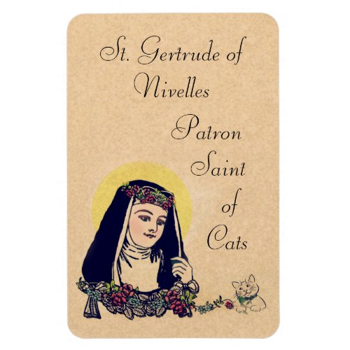St Gertrude of Nivelles Patron Saint of Cats Magnet