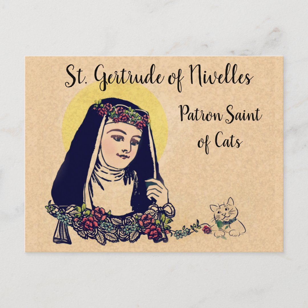 St. Gertrude of Nivelles Patron Saint of Cats Postcard | Zazzle