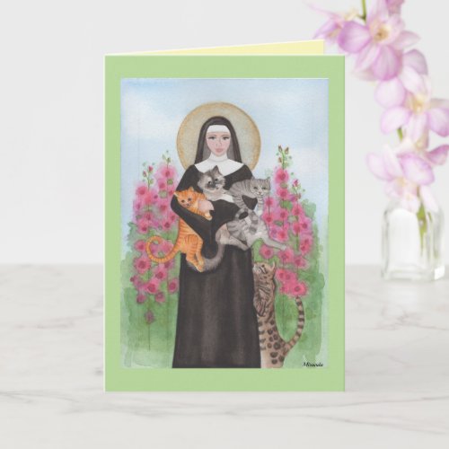 St Gertrude Patron of Cats Greeting Birthday Card