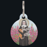 St Gertrude Patron of Cats Hollyhocks Watercolor Pet ID Tag<br><div class="desc">Newer version of a store favorite!</div>
