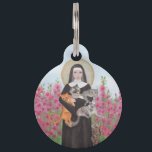 St Gertrude Patron of Cats Hollyhocks Watercolor Pet ID Tag<br><div class="desc">Newer version of a store favorite!</div>