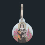 St. Gertrude Patron of Cats Round Cat ID Pet Tag<br><div class="desc">Add your information to this original St. Gertrude watercolor image pet tag.</div>