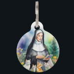 St Gertrude Patron of Cats Simple Watercolor Style Pet ID Tag<br><div class="desc">Add your cat's name as well as other essential information to this simple ID tag.</div>