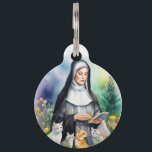 St Gertrude Patron of Cats Simple Watercolor Style Pet ID Tag<br><div class="desc">Add your cat's name as well as other essential information to this simple ID tag.</div>
