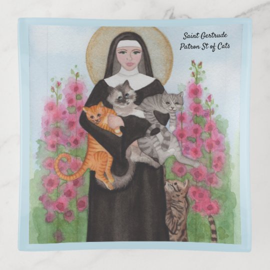 St Gertrude Patron Saint Of Cats Crazy Cat Lady Trinket Trays
