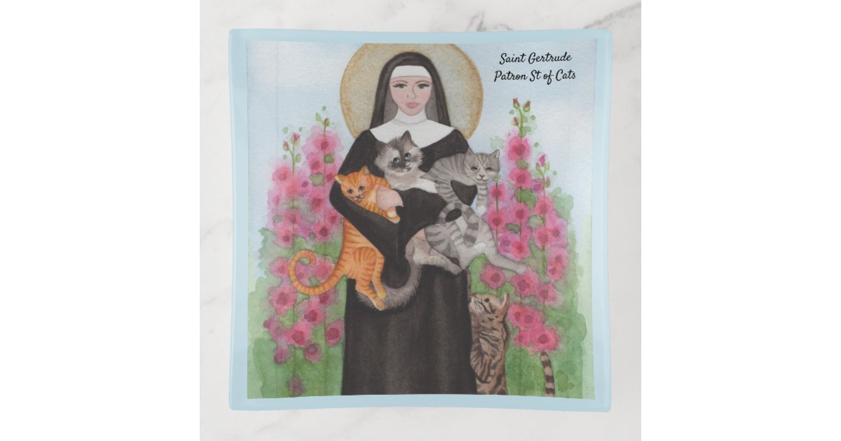 St Gertrude Patron Saint Of Cats Crazy Cat Lady Trinket Trays